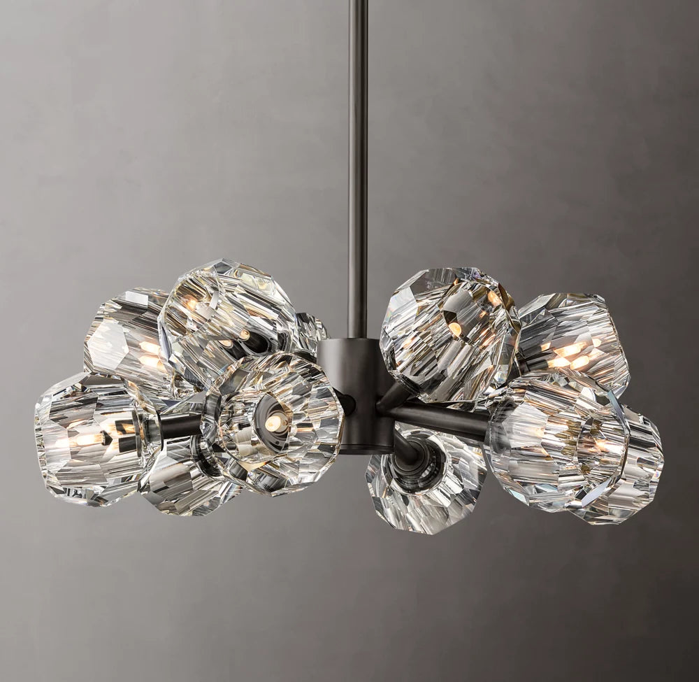 BOULE DE CRISTAL CLEAR GLASS ROUND CHANDELIER 24"