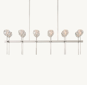 BOULE DE CRISTAL CLEAR GLASS DOUBLE LINEAR CHANDELIER 60"