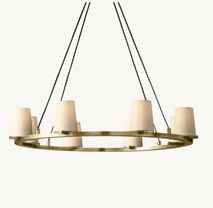 PAUILLAC FABRIC SHADE ROUND CHANDELIER 36"