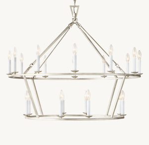 19TH C. ENGLISH OPENWORK TWO-TIER ROUND CHANDELIER 40"