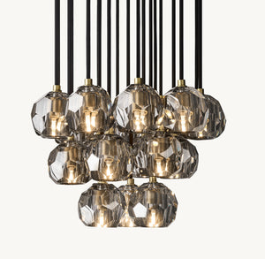 BOULE DE CRISTAL SMOKE GLASS ROUND CLUSTER CHANDELIER 19"