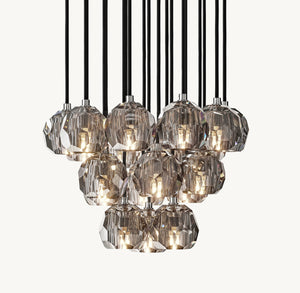 BOULE DE CRISTAL SMOKE GLASS ROUND CLUSTER CHANDELIER 19"