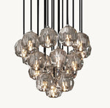 BOULE DE CRISTAL SMOKE GLASS ROUND CLUSTER CHANDELIER 19"
