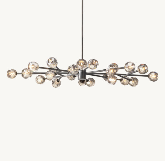 BOULE DE CRISTAL SMOKE GLASS OVAL CHANDELIER 72"