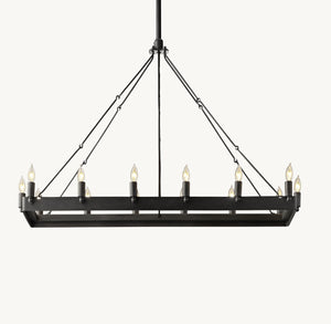 CAMINO VINTAGE CANDELABRA RECTANGULAR CHANDELIER 41"