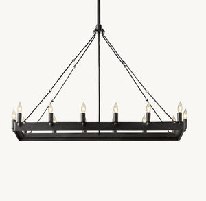 CAMINO VINTAGE CANDELABRA RECTANGULAR CHANDELIER 41"