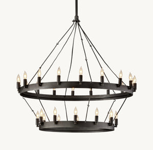 CAMINO VINTAGE CANDELABRA TWO-TIER CHANDELIER 38"