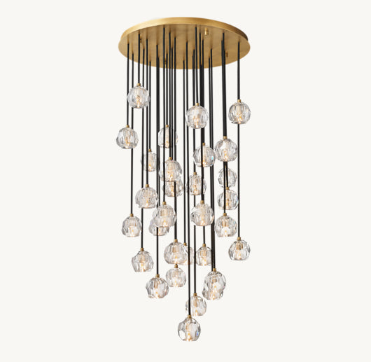 BOULE DE CRISTAL CLEAR GLASS ROUND CLUSTER CHANDELIER 30"