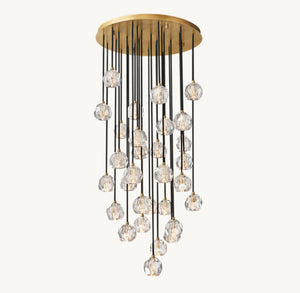 BOULE DE CRISTAL CLEAR GLASS ROUND CLUSTER CHANDELIER 30"