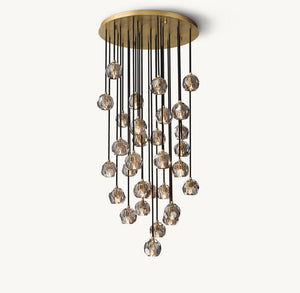 BOULE DE CRISTAL SMOKE GLASS ROUND CLUSTER CHANDELIER 30"