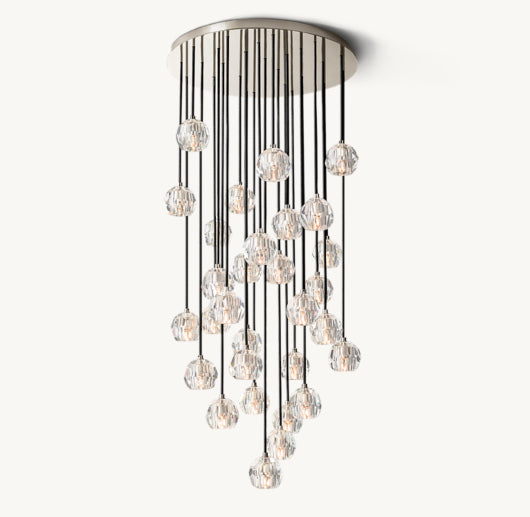 BOULE DE CRISTAL CLEAR GLASS ROUND CLUSTER CHANDELIER 30"