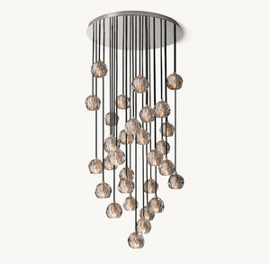 BOULE DE CRISTAL SMOKE GLASS ROUND CLUSTER CHANDELIER 30"