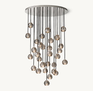 BOULE DE CRISTAL SMOKE GLASS ROUND CLUSTER CHANDELIER 40"