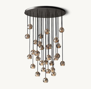 BOULE DE CRISTAL SMOKE GLASS ROUND CLUSTER CHANDELIER 40"
