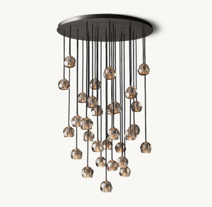BOULE DE CRISTAL SMOKE GLASS ROUND CLUSTER CHANDELIER 40"
