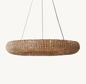 CRYSTAL HALO SMOKE ROUND LED CHANDELIER 32"