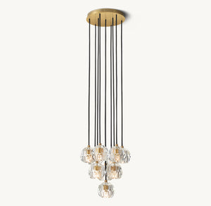 BOULE DE CRISTAL CLEAR GLASS ROUND CLUSTER CHANDELIER 14"
