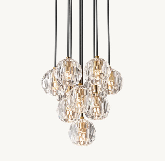 BOULE DE CRISTAL CLEAR GLASS ROUND CLUSTER CHANDELIER 14"