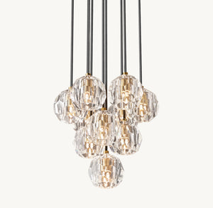 BOULE DE CRISTAL CLEAR GLASS ROUND CLUSTER CHANDELIER 14"