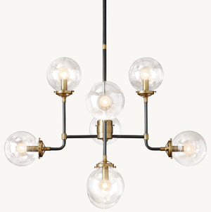BISTRO GLOBE CLEAR GLASS CHANDELIER 34"