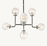 BISTRO GLOBE CLEAR GLASS CHANDELIER 34"