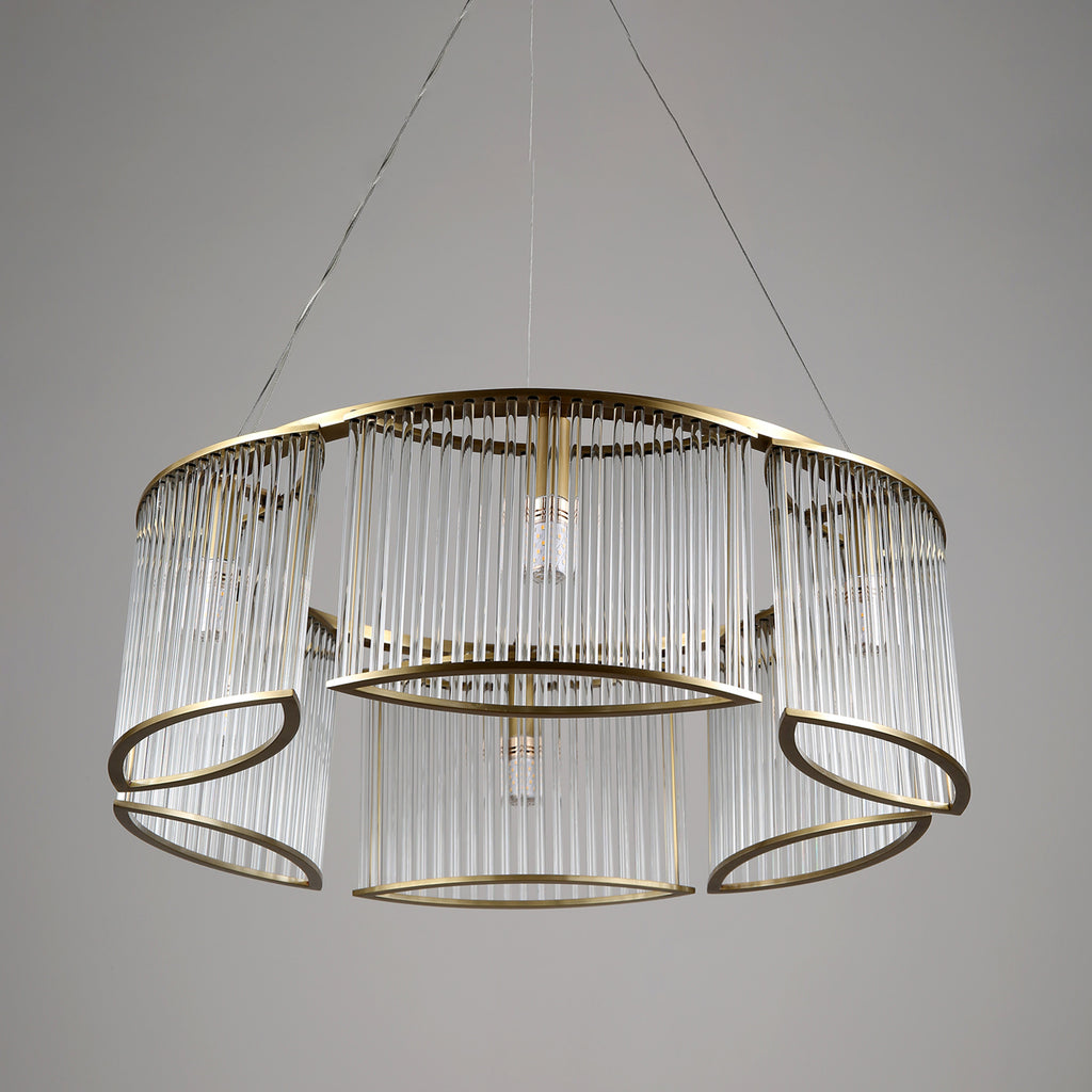 240 Glasses Chandelier 6 Light Brass