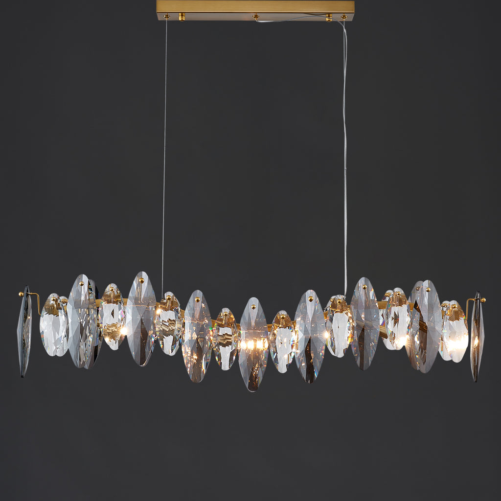 Smoked Crystal Linear Chandelier 6 Lights