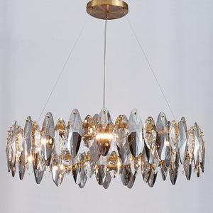 Smoked Crystal Round Chandelier 10 Lights