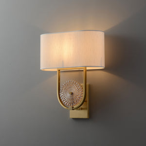 Wall Scone with Oval Fabric Linen Lampshade