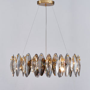 Smoked Crystal Round Chandelier 8 Lights