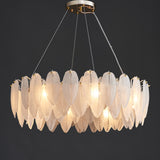White Feather Round Chandelier 8 Lights