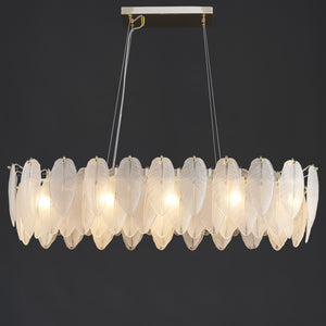 White Feather Linear Chandelier 10 Lights