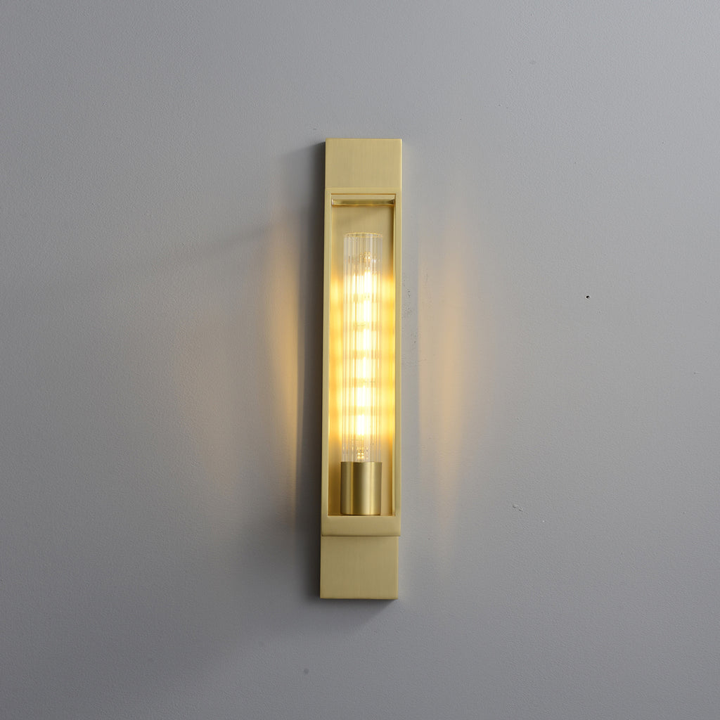 Cuboid Frame Brass Wall Sconce