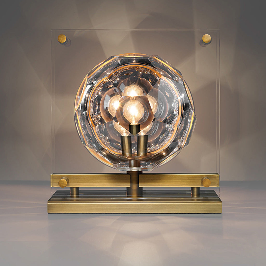 Ice-III Crystal Table Lamp Brass