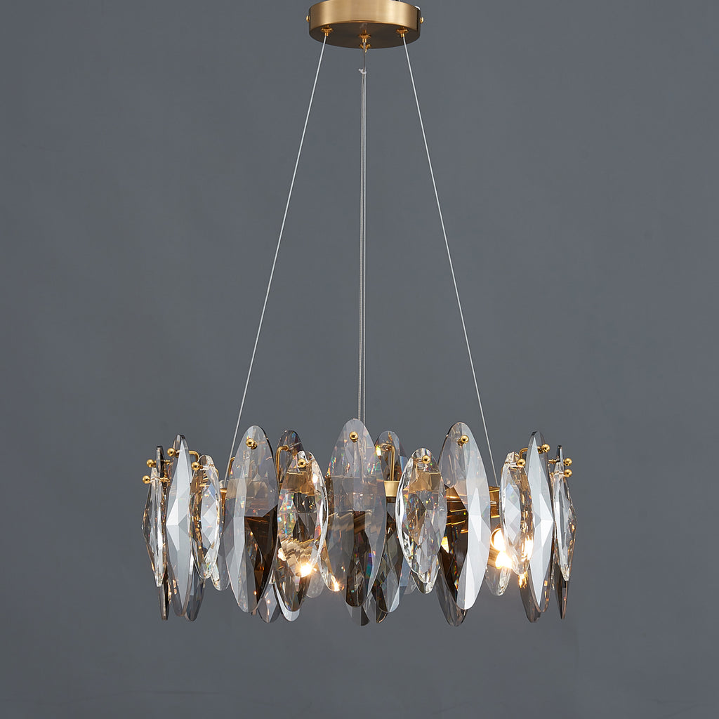 Smoked Crystal Round Chandelier 5 Lights