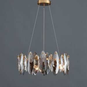Smoked Crystal Round Chandelier 5 Lights