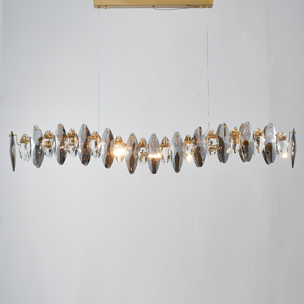 Smoked Crystal Linear Chandelier 8 Lights