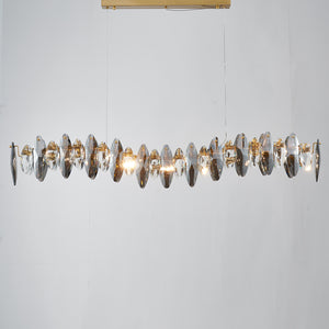 Smoked Crystal Linear Chandelier 8 Lights