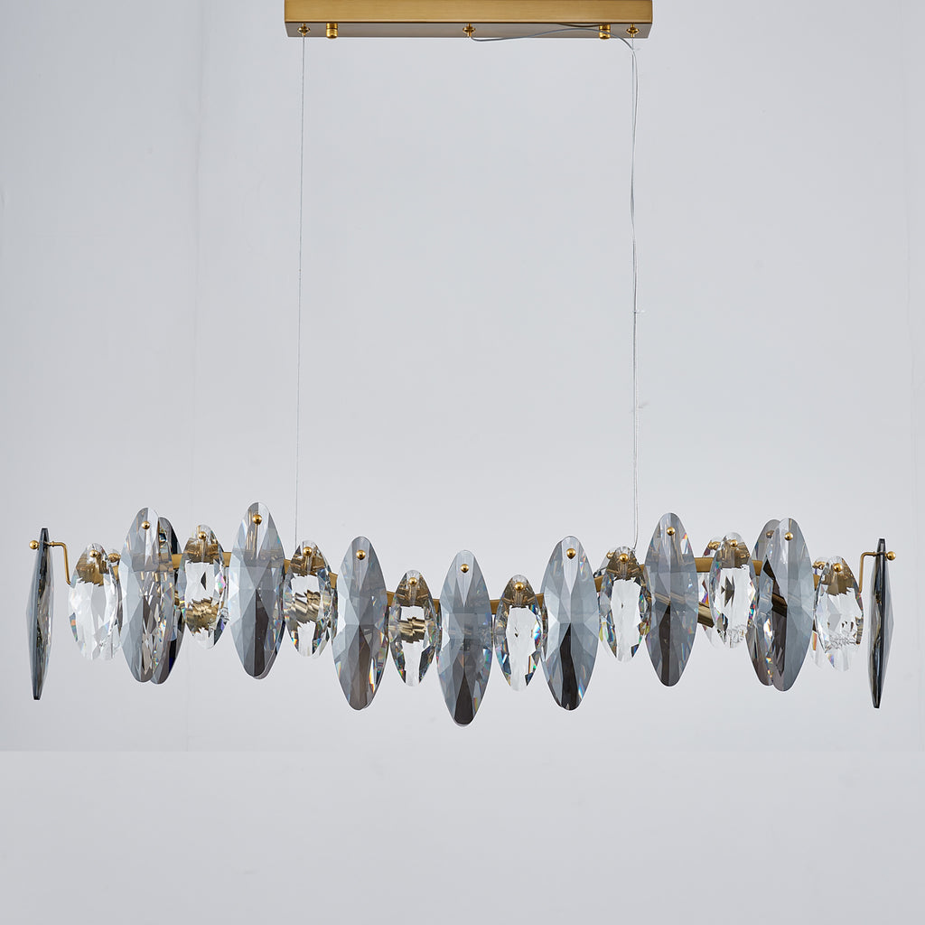 Smoked Crystal Linear Chandelier 6 Lights