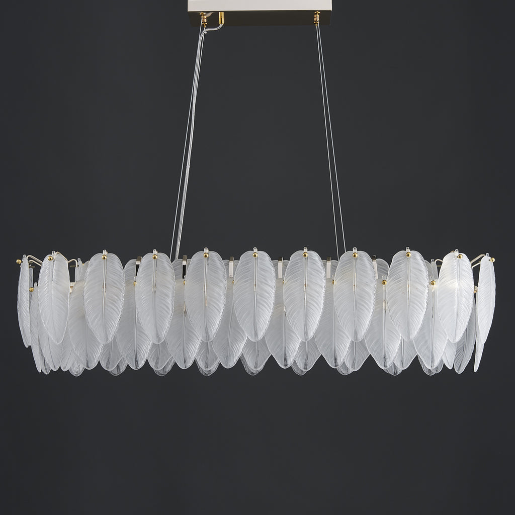 White Feather Linear Chandelier 10 Lights