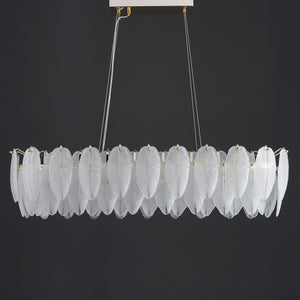 White Feather Linear Chandelier 10 Lights