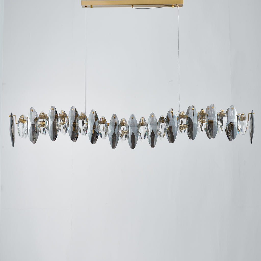 Smoked Crystal Linear Chandelier 8 Lights