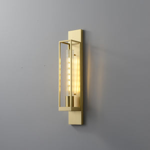 Cuboid Frame Brass Wall Sconce