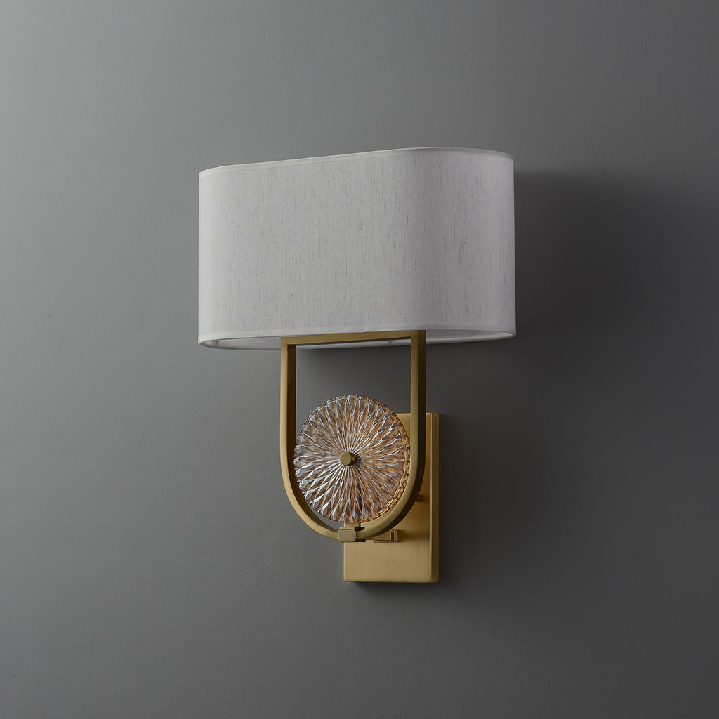 Wall Scone with Oval Fabric Linen Lampshade