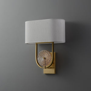 Wall Scone with Oval Fabric Linen Lampshade