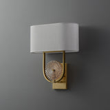 Wall Scone with Oval Fabric Linen Lampshade