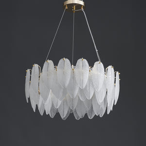 White Feather Round Chandelier 5 Lights