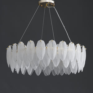 White Feather Round Chandelier 8 Lights