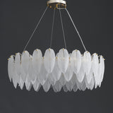 White Feather Round Chandelier 8 Lights