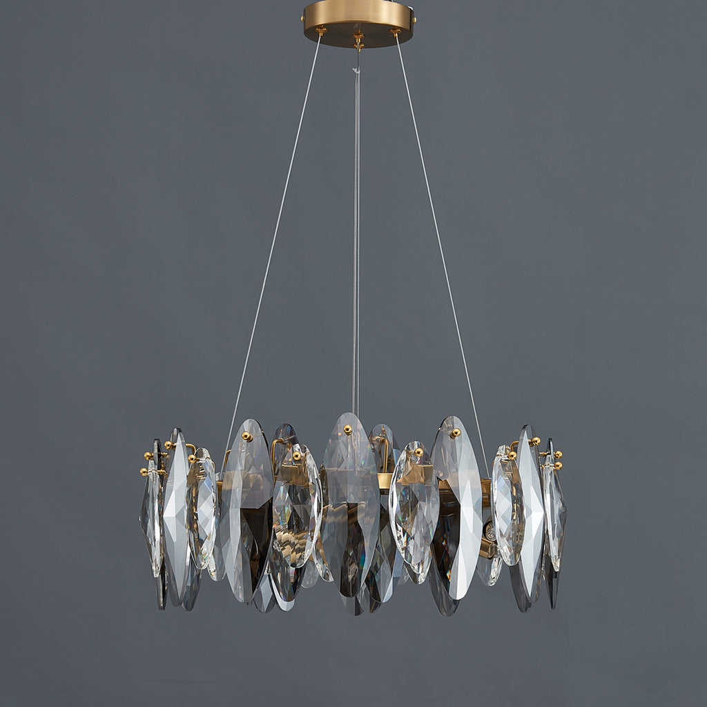 Smoked Crystal Round Chandelier 5 Lights